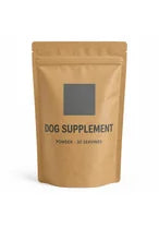A generic unbranded brown pouch of dog supplement powder