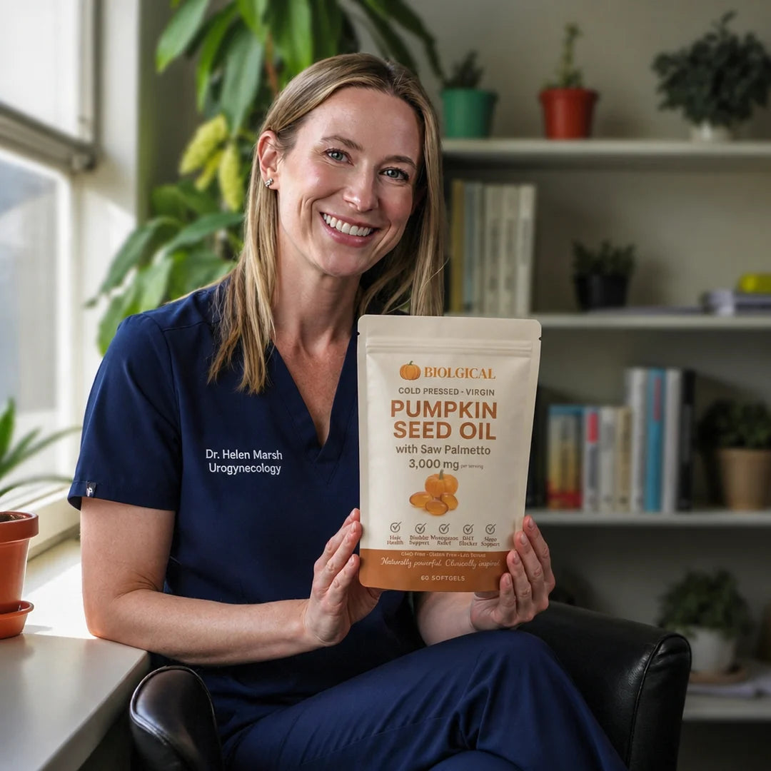 Dr. Helen Marsh, urogynecology, holding the Biolgical pouch